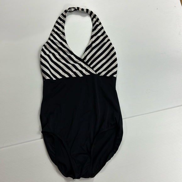 365. Balera Black and White Halter leotard (M) - Picture 1 of 8